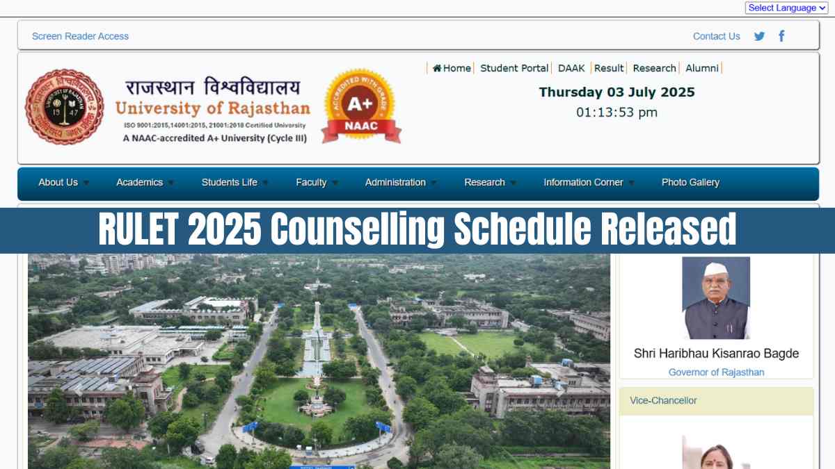RULET 2025 Counselling Schedule